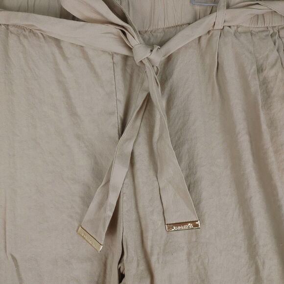 Calvin Klein Linen Blend Wide Leg Crop Pants Paperbag Waist Women's L NWT w/Spot - Picture 6 of 6